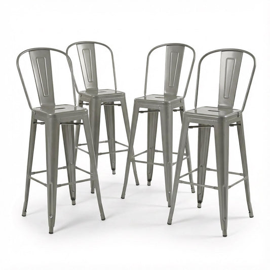 Bistro Pack Of 4 30 Silver Bar Chairs