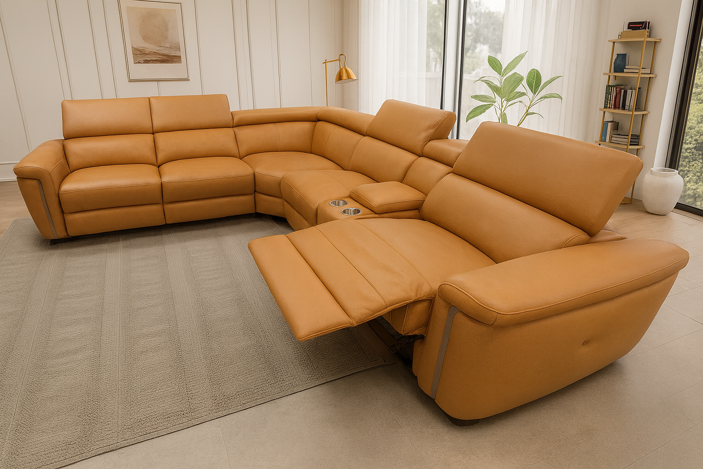 Somerville Electric Recliner Sofa – Tan Large Corner