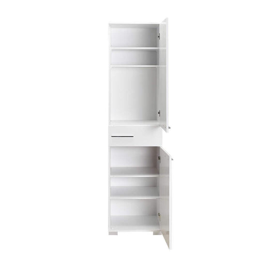 Adore White High Gloss 2 Door Storage Unit with Central Drawer - Multi-Purpose Cabinet