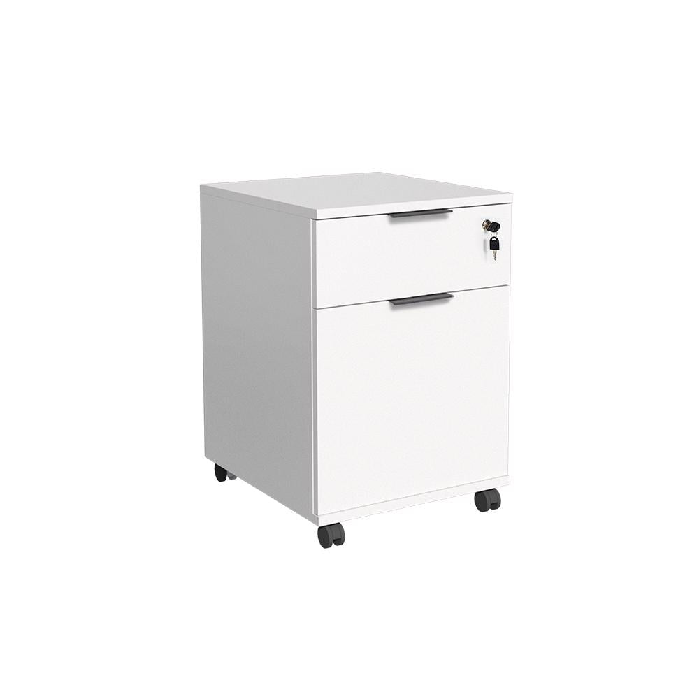 Adore Rio Matt White Mobile Office Storage Cart With Lockable Drawer