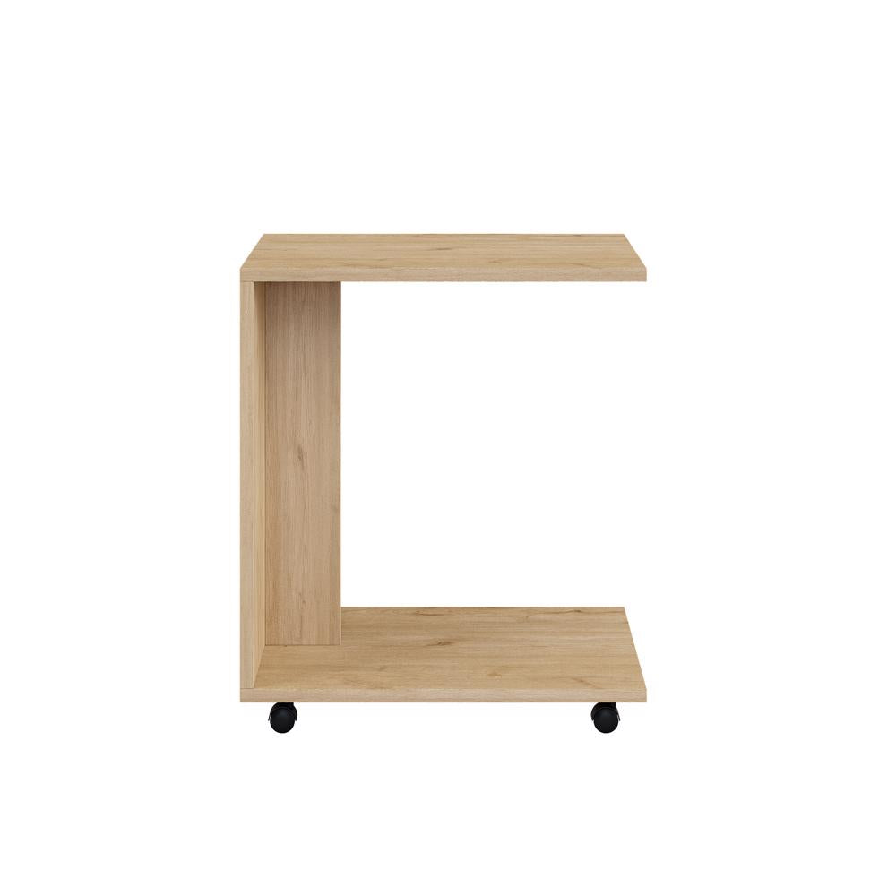 Adore Florida Oak Effect Sofa Laptop Table on Castors - Mobile Side Table