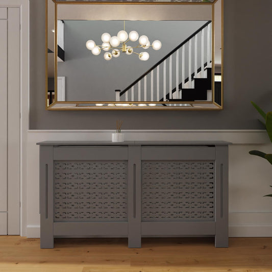 Geometric Pattern Large Grey Radiator Cover