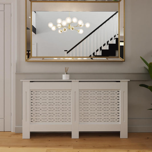 Geometric Pattern Large White Radiator Cover