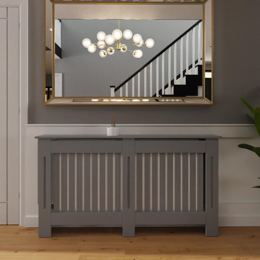Vertical Slat Large MDF Grey Radiator Cover