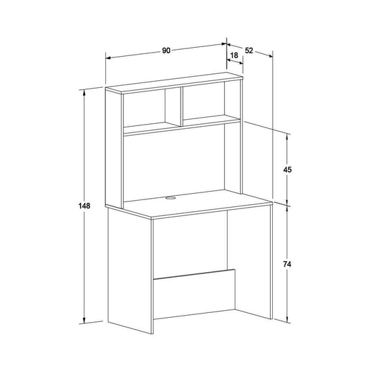 Adore Matt White Study Desk with Storage Hutch