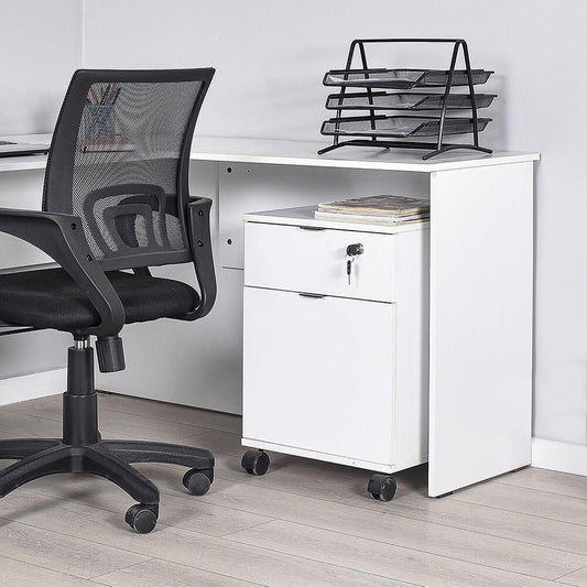 Adore Rio Matt White Mobile Office Storage Cart With Lockable Drawer