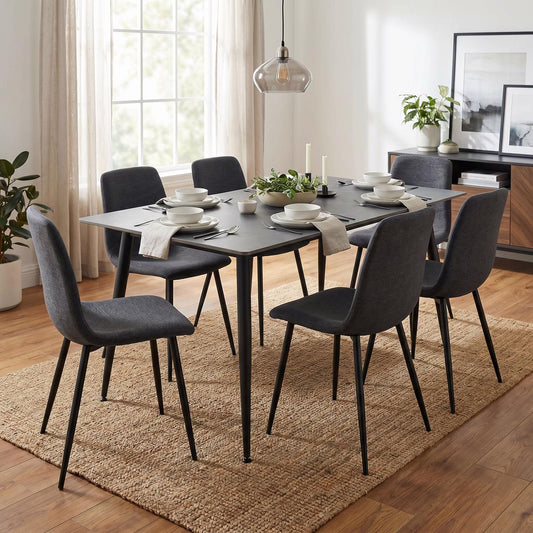 Monaco Grey Sintered Stone Dining Table With 6 Evie Grey Chairs