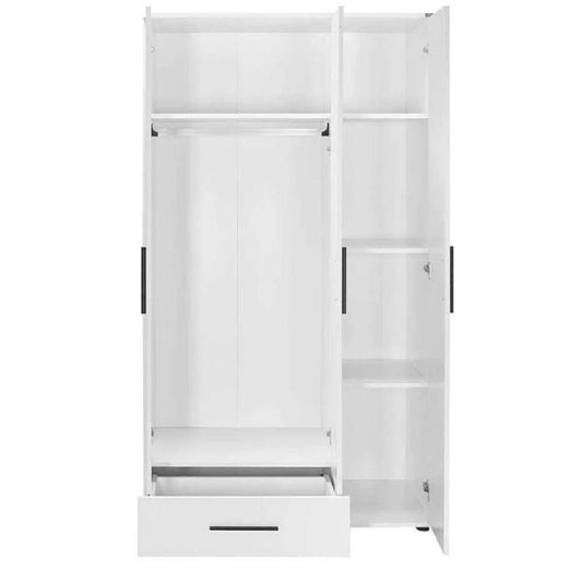 Adore Matt White 3 Door 1 Drawer Combi Wardrobe with Shelves