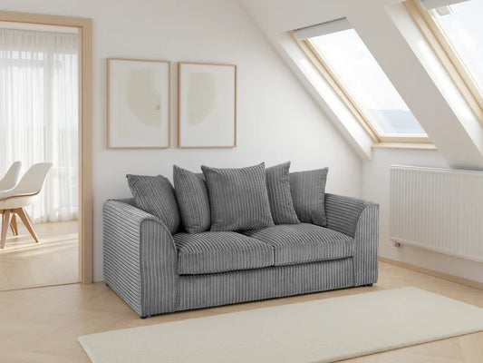 Harley Jumbo Sofa – Grey Fabric (3 Seater)