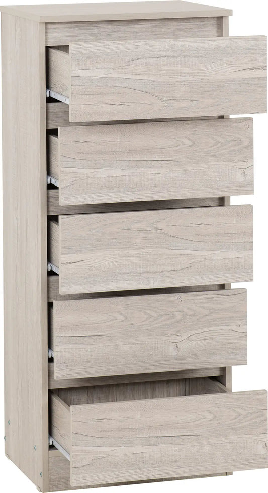 Malvern 5 Drawer Narrow Chest Urban Snow 2023 02
