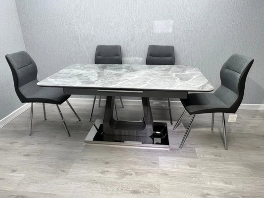Zermatt Ceramic Extendable Dining Table 1.6m - 2m with 6 Zermatt Chairs