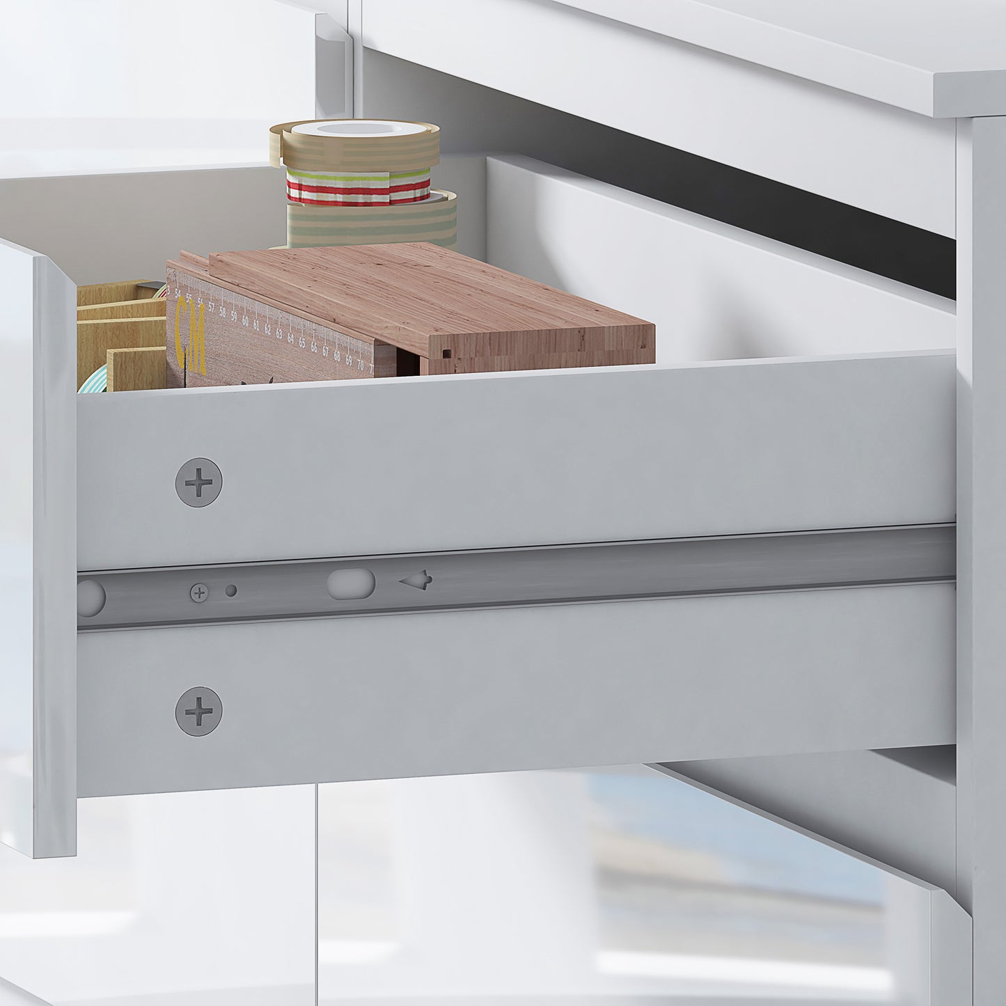 Stora 8 Drawer Wide 4+4 Chest Of Drawers - White Gloss Front