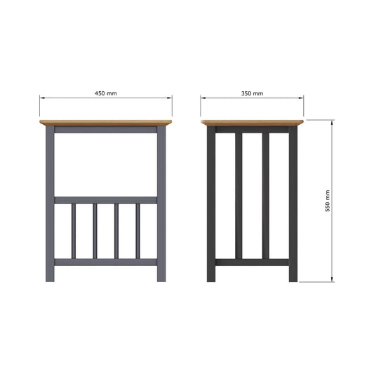 Taberno Oak Magazine Rack Turntable Stand Graphite Blue