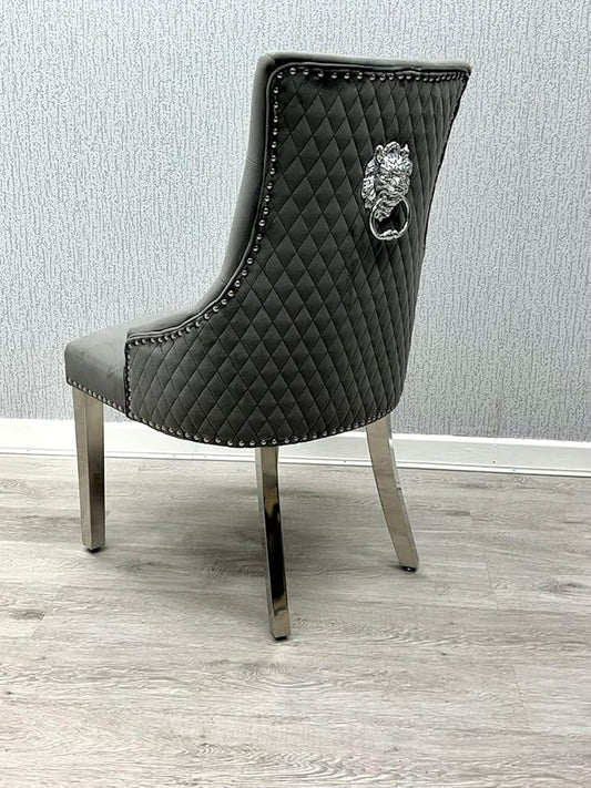 Majestic Dark Grey Velvet Dining Chair – (Set of 2)