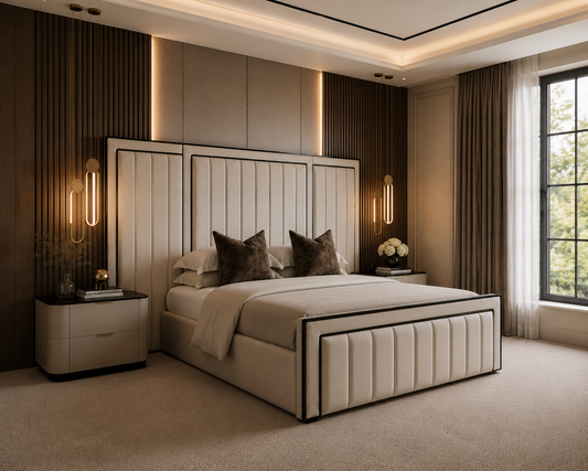 High Headboard Piping Bed