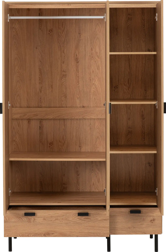 Leon 3 Door 2 Drawer Wardrobe Medium Oak Effect 2023 03