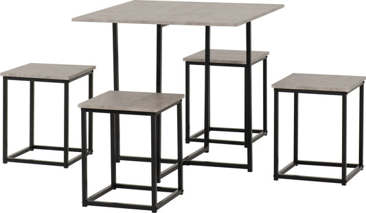 Kent 1+4 Stowaway Dining Set Stone Effectblack 2023 01