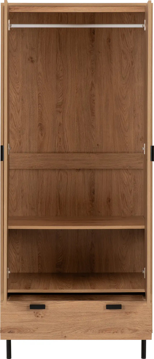 Leon 2 Door 1 Drawer Wardrobe Medium Oak Effect 2023 03