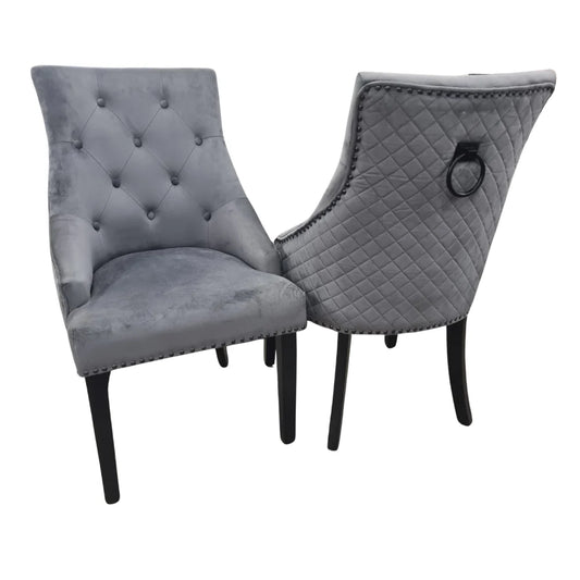 Bentley Black Leg Velvet Dining Chair – Set of 2