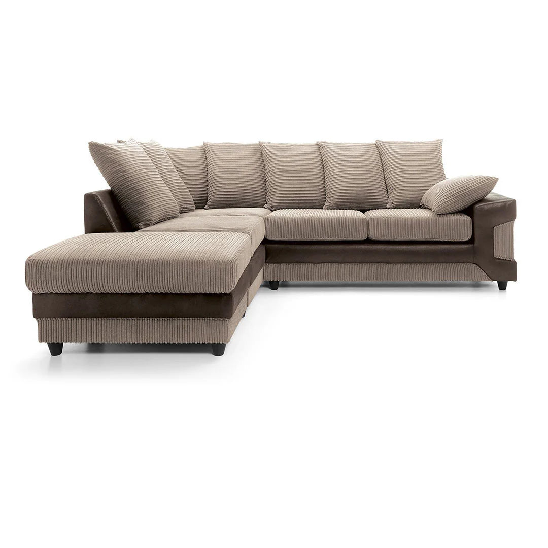 Dino Jumbo Cord Corner Sofa – Beige Brown