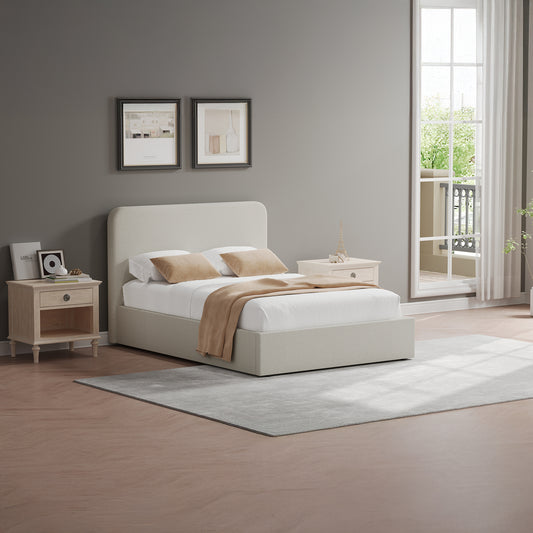 Walton Beige Fabric King Size Ottoman Storage Bedframe