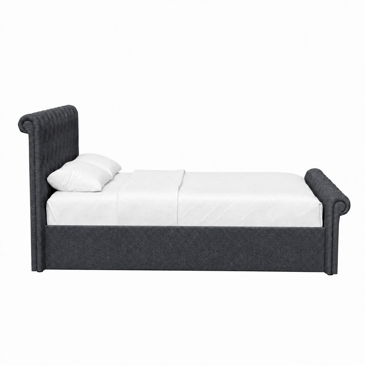 Abbey King Size Side Lift Ottoman Storage Bedframe - Charcoal Fabric