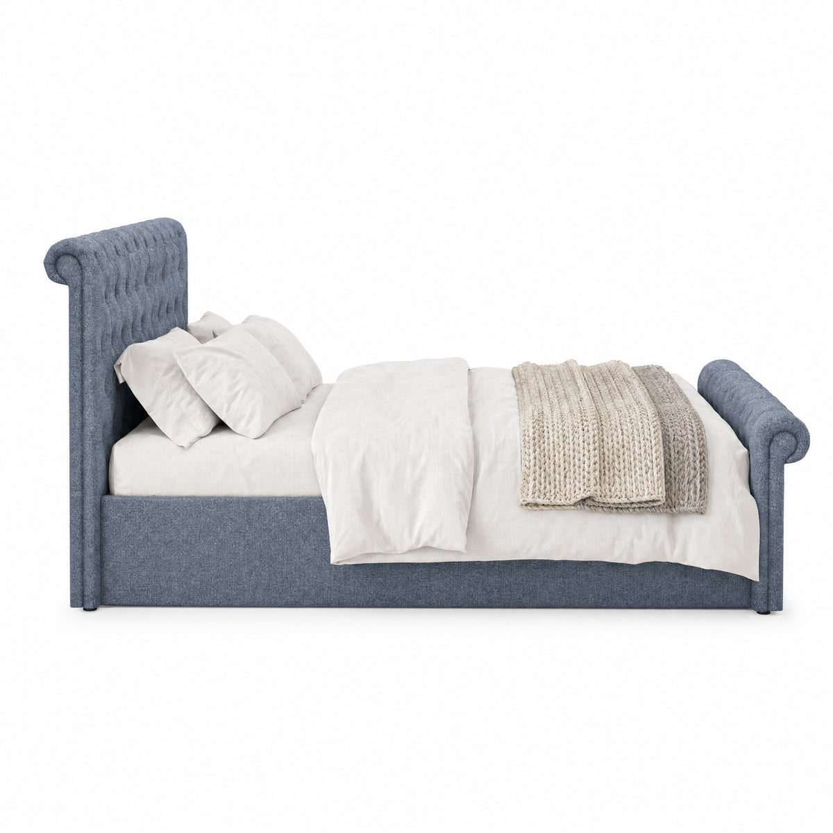 Abbey King Size Side Lift Ottoman Storage Bedframe - Steel Grey Fabric
