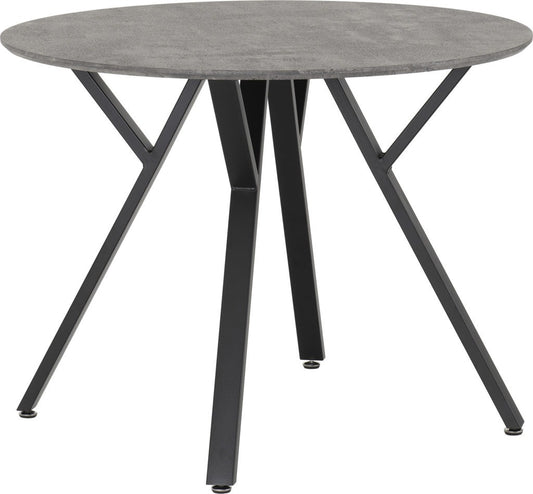 Athens Round Dining Table – Concrete Effect/Black (Table Only Or Set With 4 Chairs)