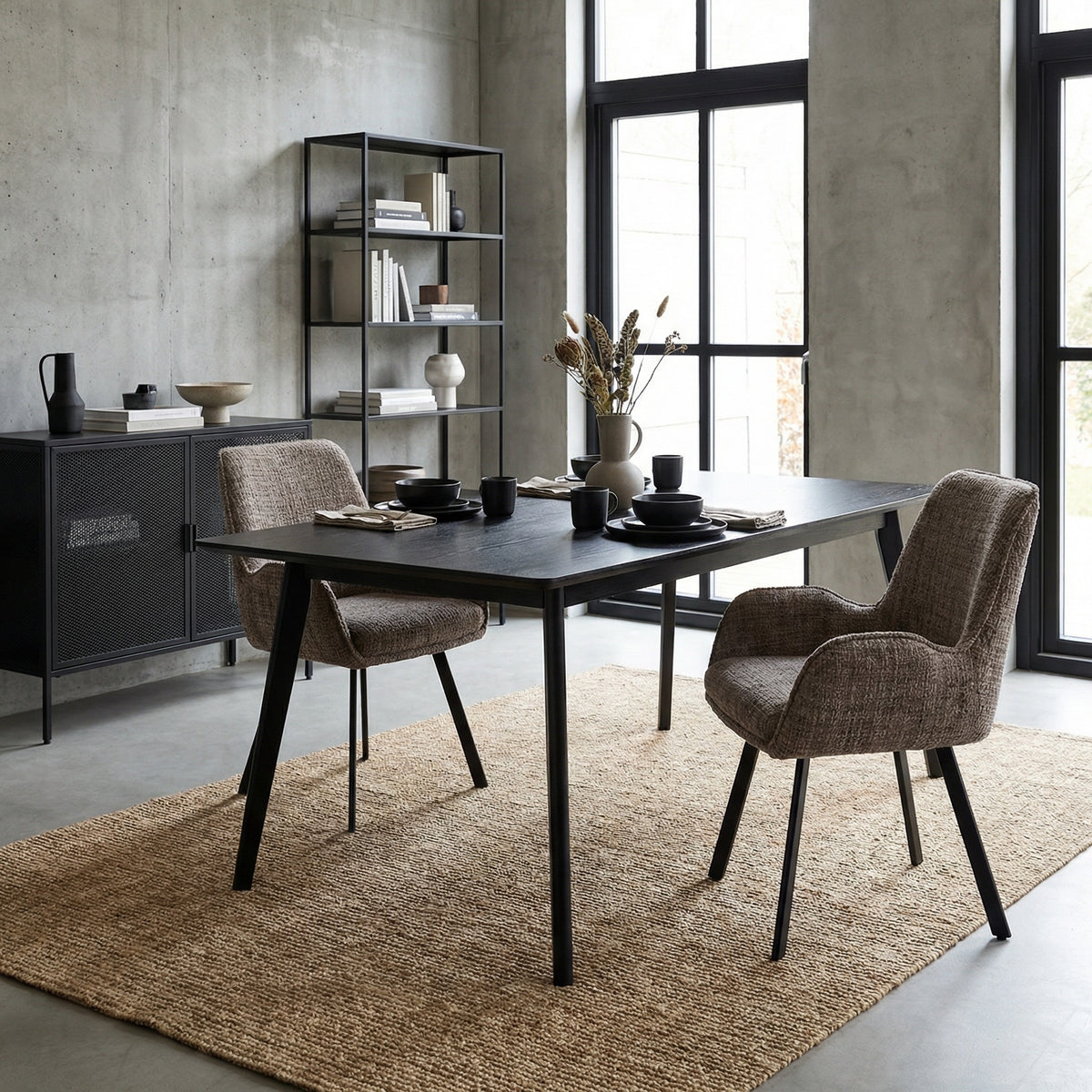Amelia Pack of 2 Swivel Dining Chairs - Brown Chenille fabric