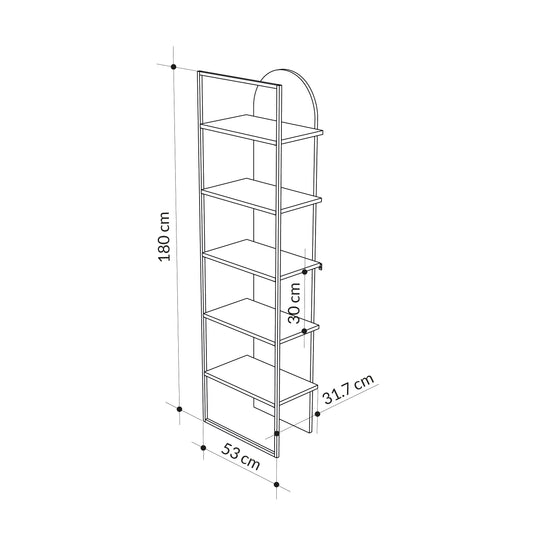 Archy Modern Bookcase 5-Tier Wall Mounted Shelf Retro Grey 180 cm