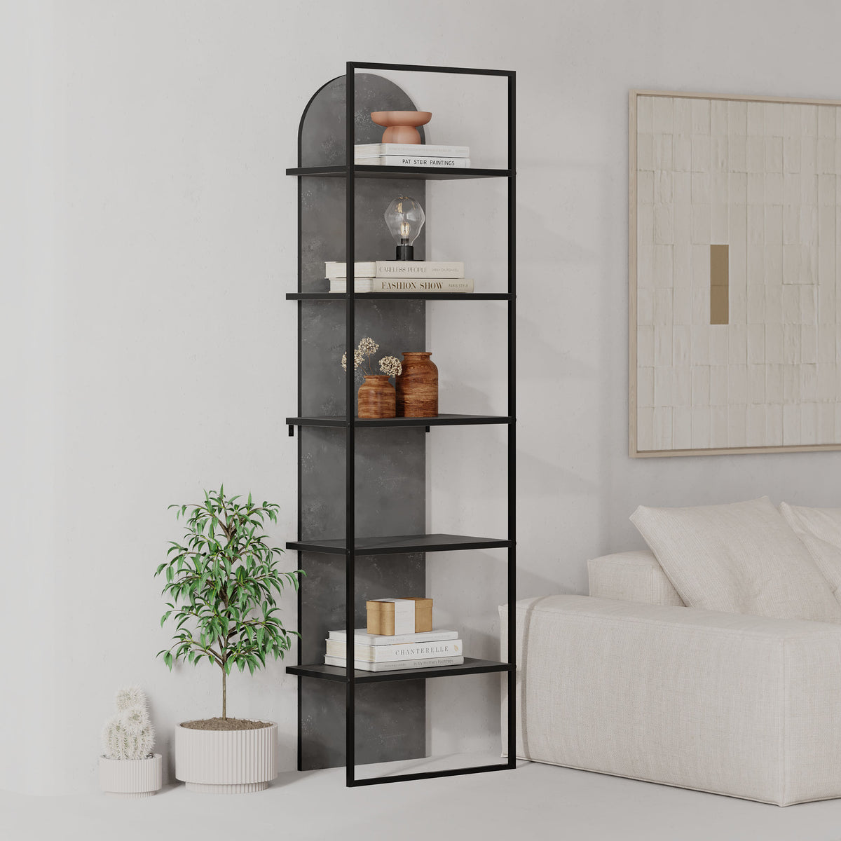 Archy Modern Bookcase 5-Tier Wall Mounted Shelf Retro Grey 180 cm
