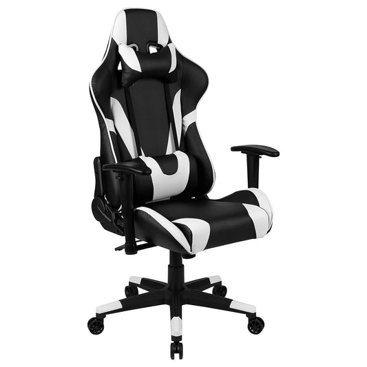 X20 Black & White Faux Leather Racer Style Gaming Office Chair