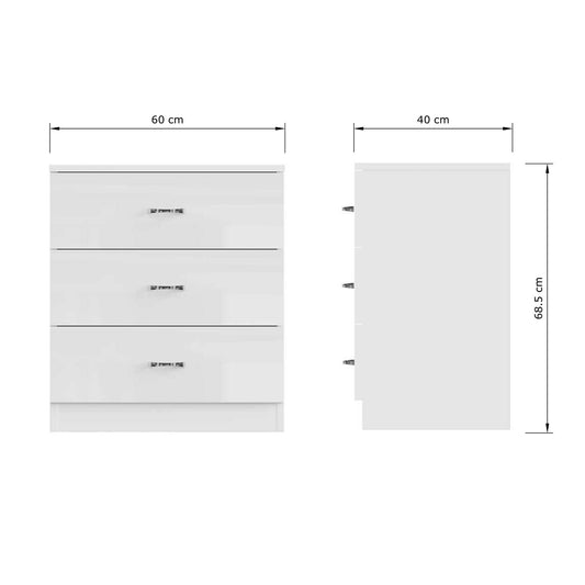 Chilton 3 Drawer Chest Of Drawers - White Gloss Front
