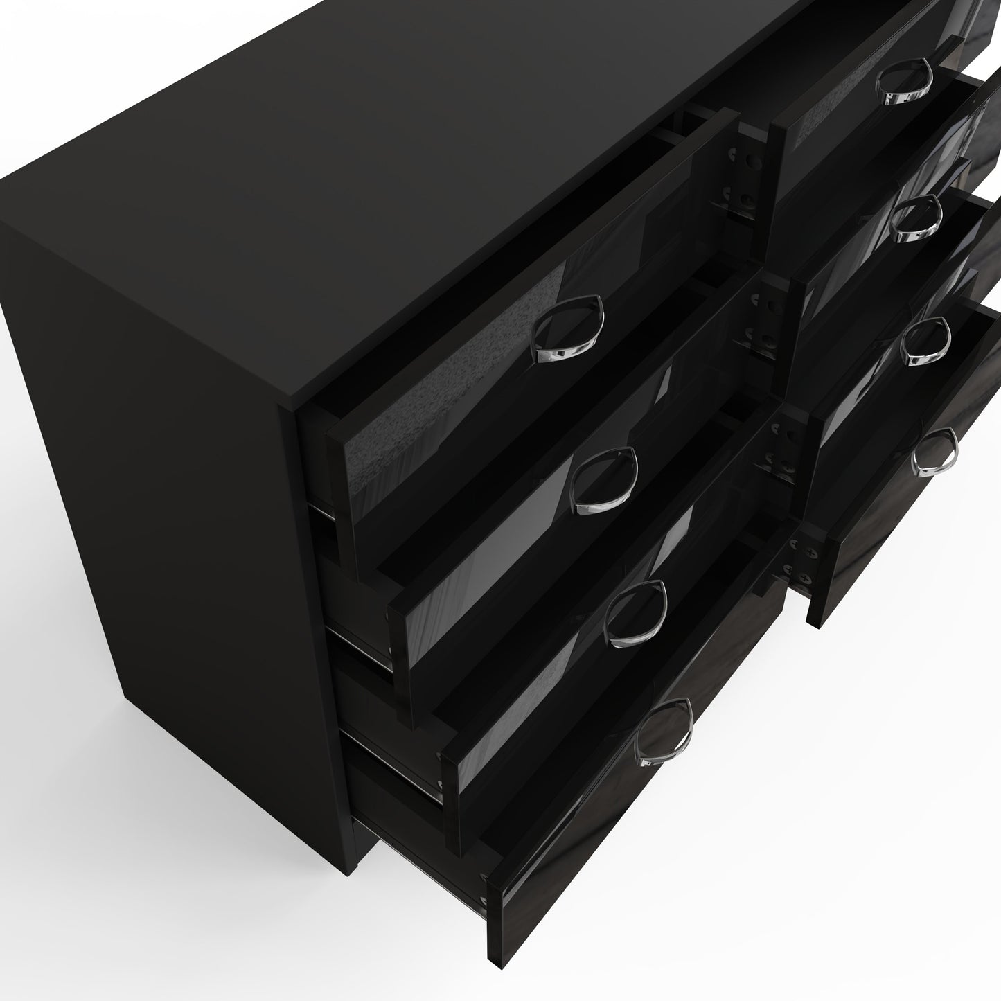 Chilton 8 Drawer Chest Of Drawers - Black Gloss Front
