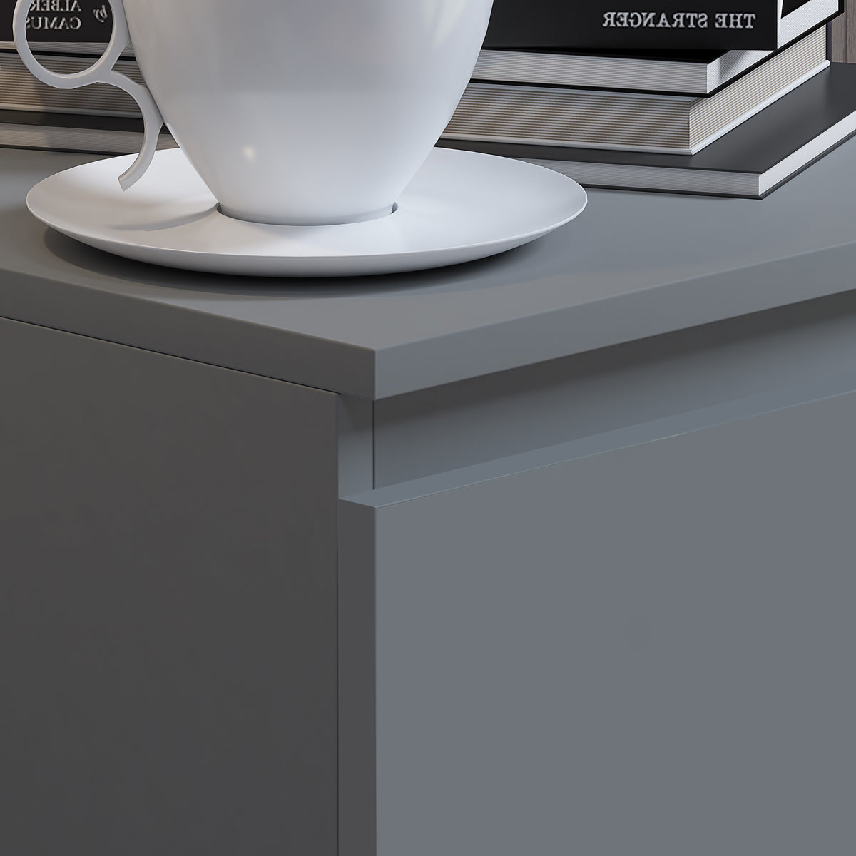 Carlton 2 Drawer Bedside Nightstand - Matt Dark Grey