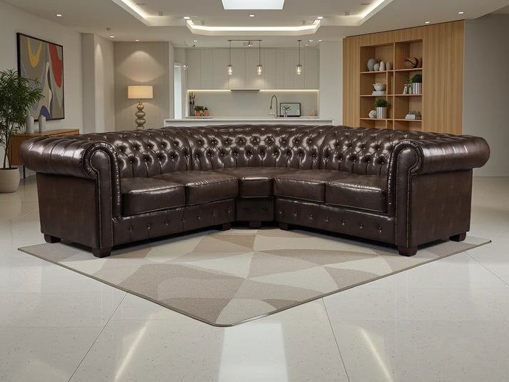 Chesterfield Large Corner Sofa – Antique Brown