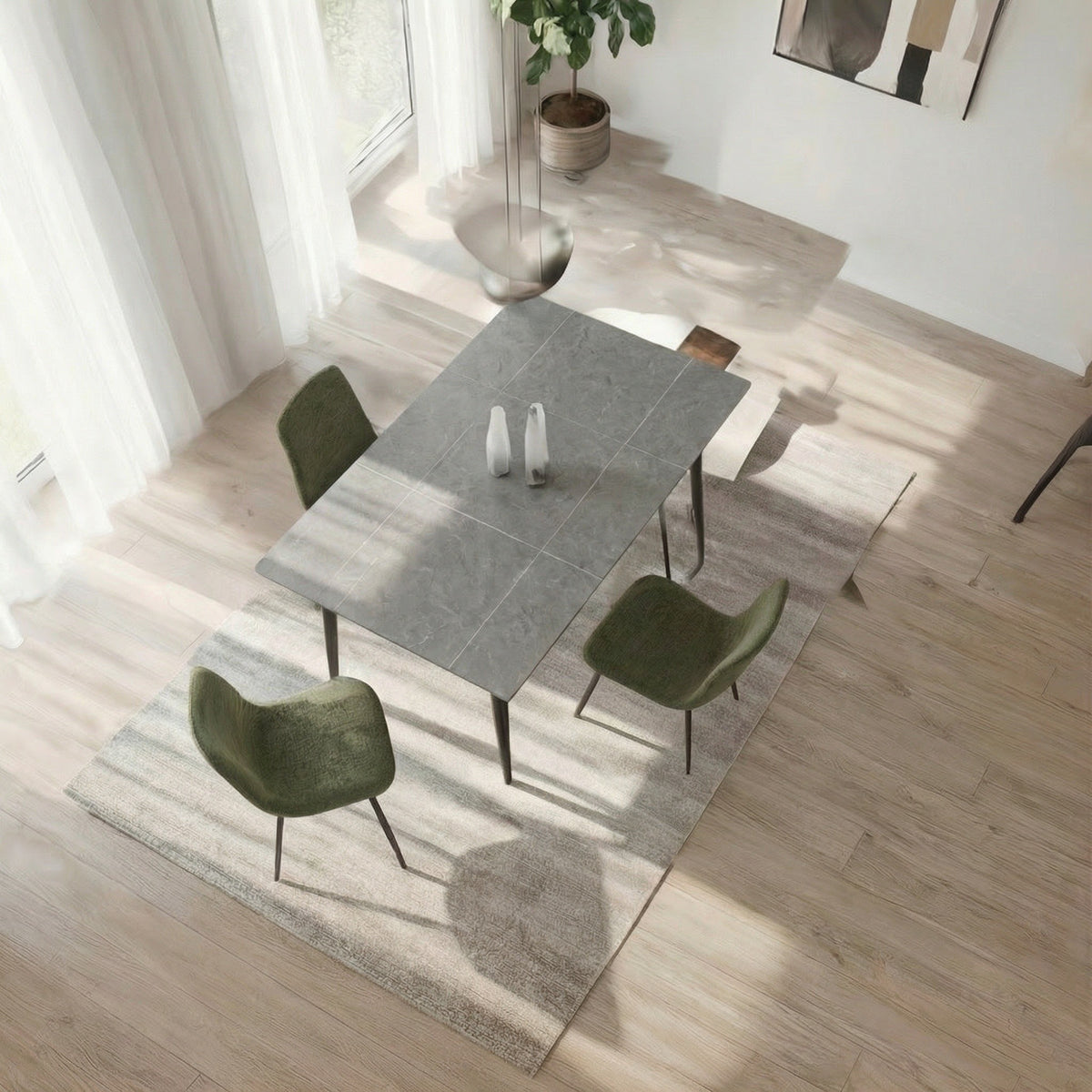 Nova Grey Dining Set with 4 Evie Green Chairs
