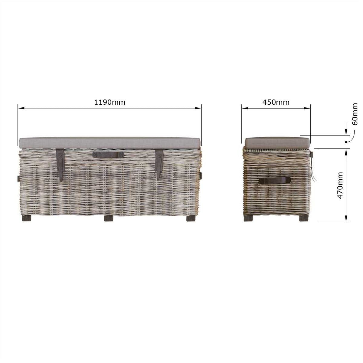 Maya Handmade Kubu Rattan Storage Bench
