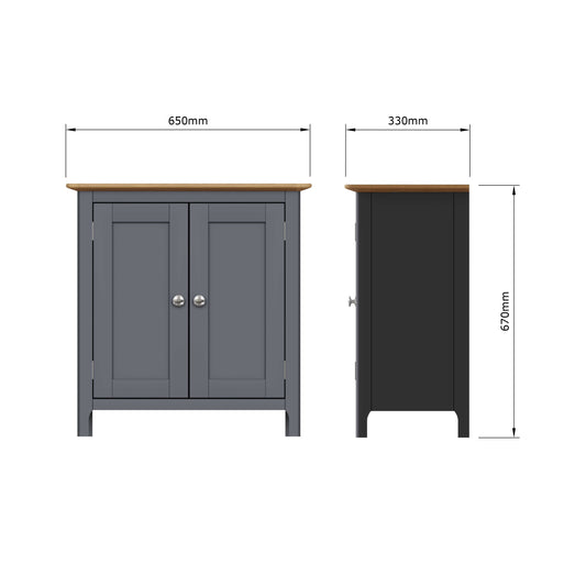 Taberno Oak 2 Door Compact Sideboard Graphite Blue