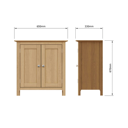 Taberno Oak 2 Door Compact Sideboard Natural Oak