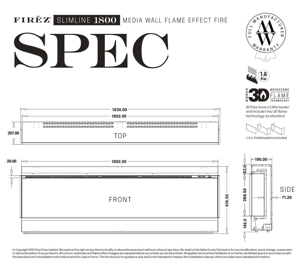 1800 Slimline fireplace