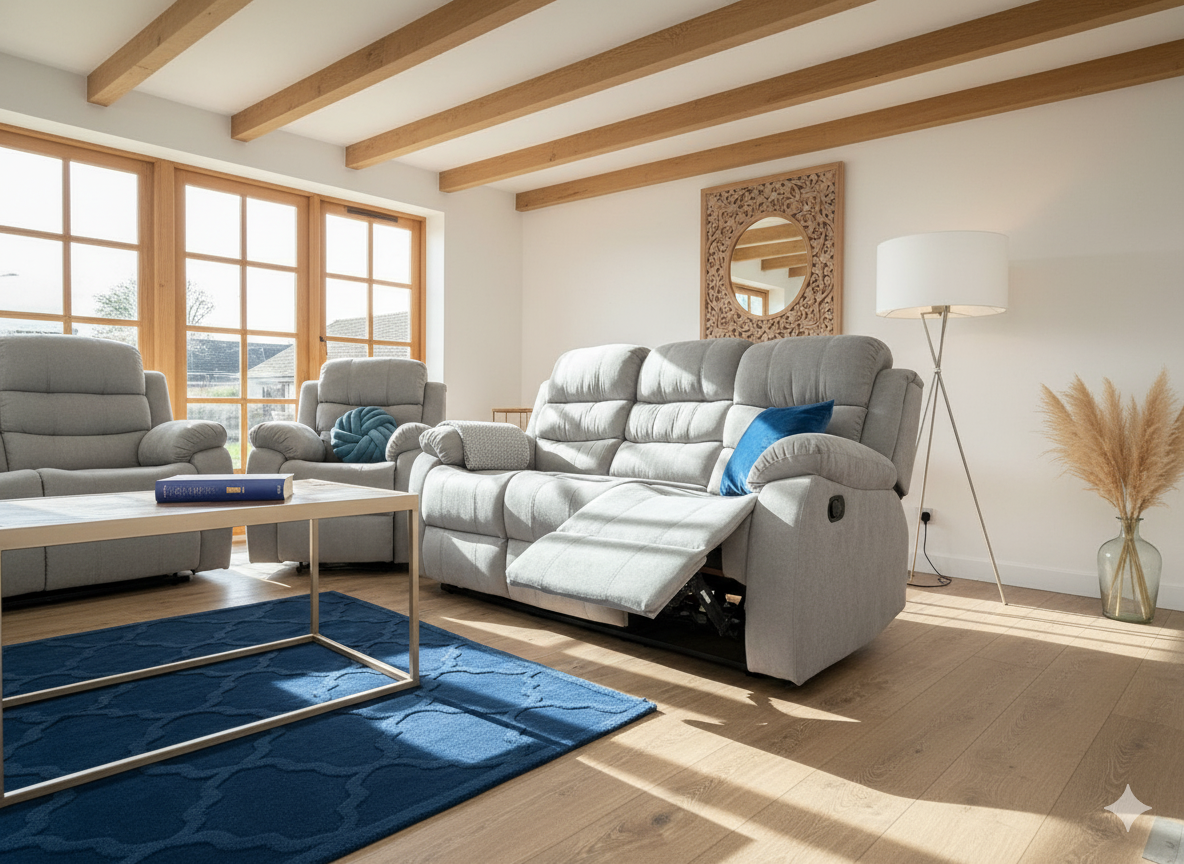 Stanley Manual Recliner Sofa Grey