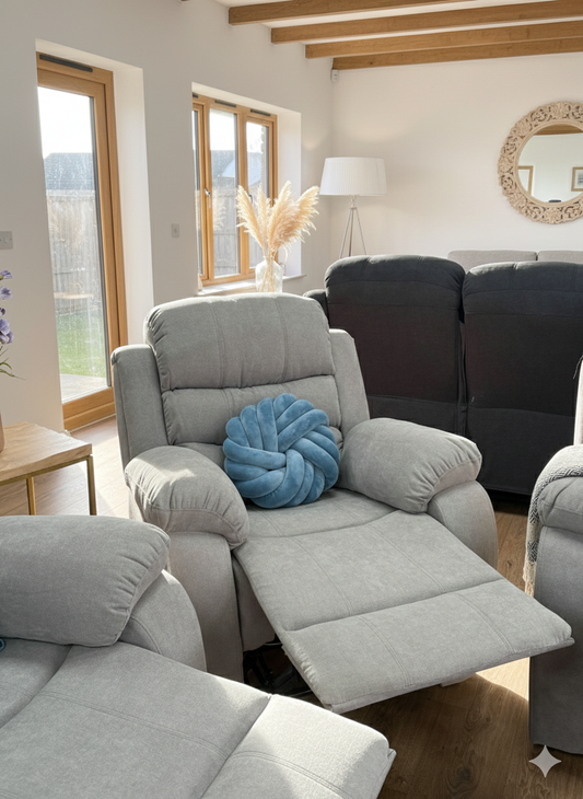 Stanley Manual Recliner Sofa Grey