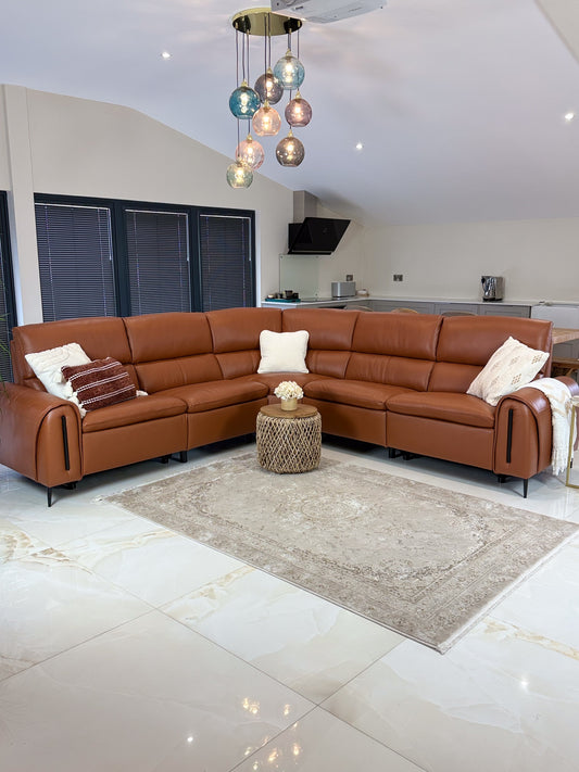 Arizona Electric Recliner Sofa Tan Large Corner