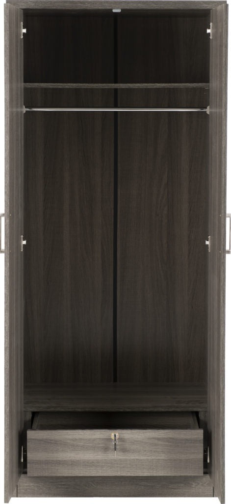 Lisbon 2 Door Wardrobe – Black Wood Grain Finish