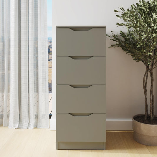 Luno 4 Drawer Tallboy Chest Of Drawers - Ash Green