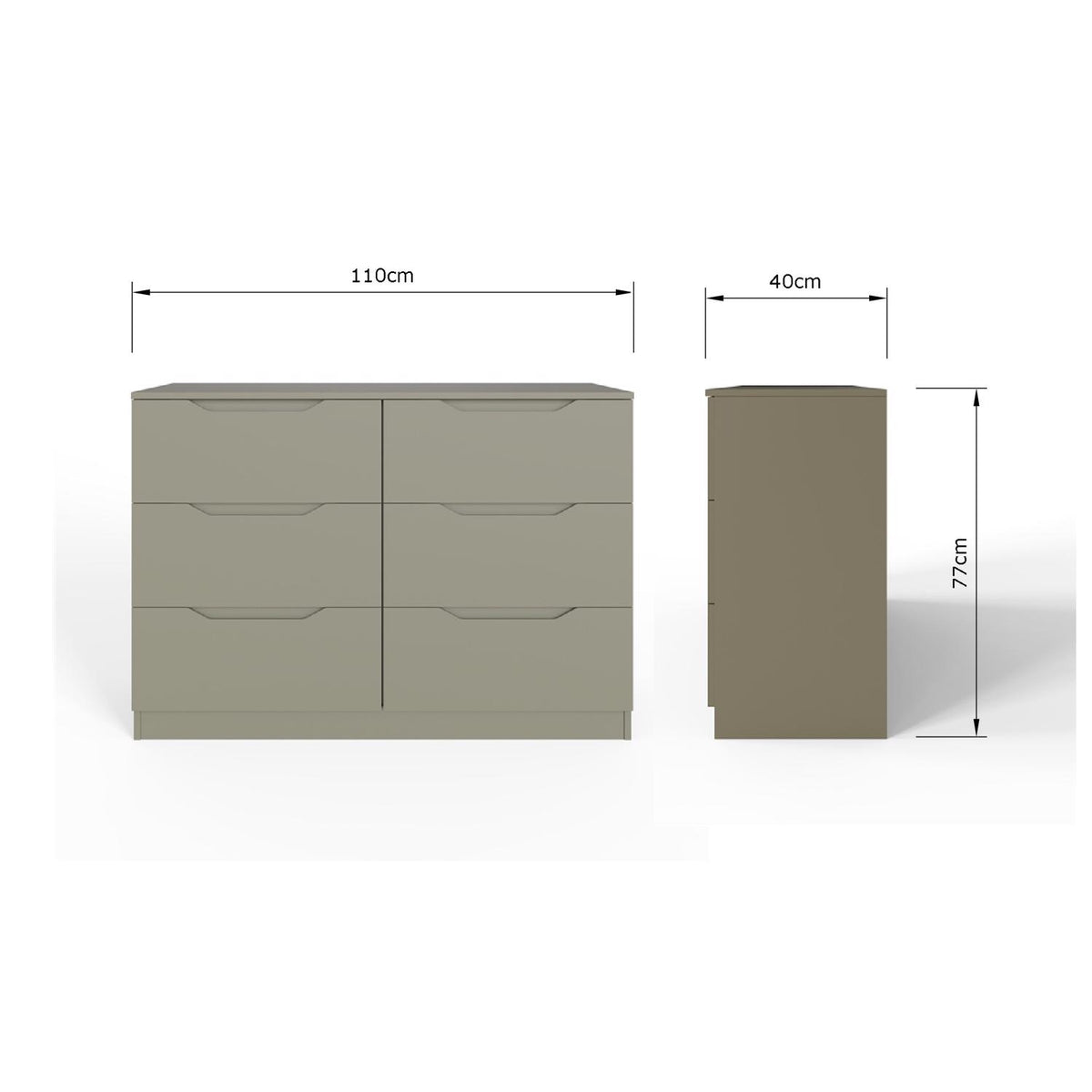 Luno 6 Drawer Chest Of Drawers - Ash Green