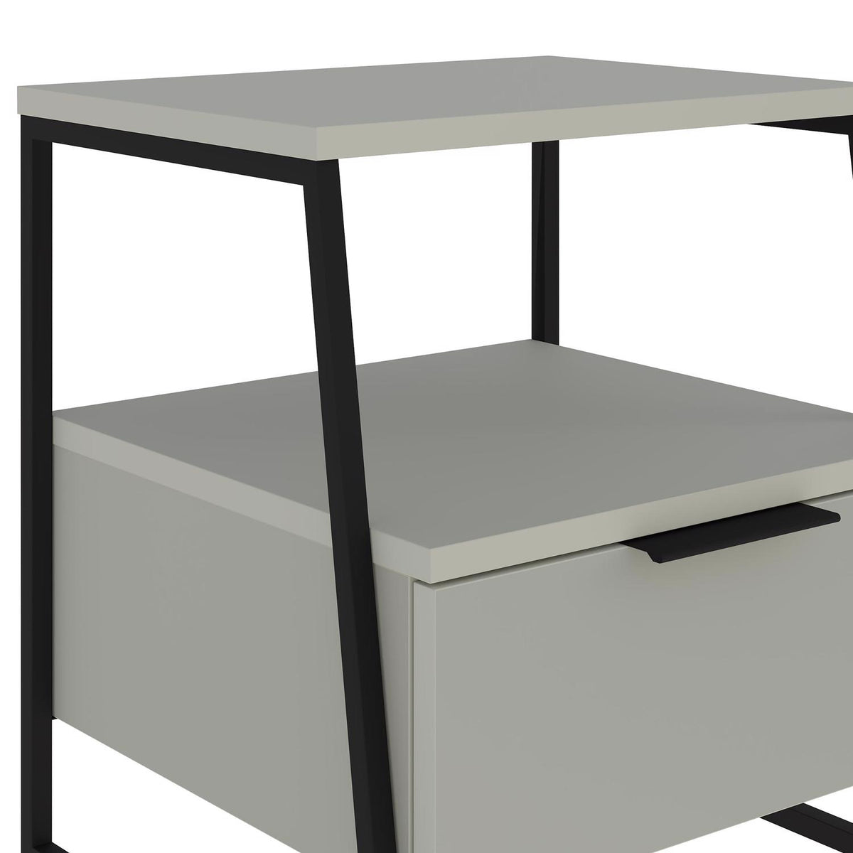 Pal Modern Bedside Table With Drawer Ash Green 45cm Wide