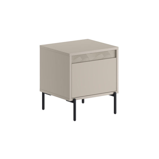 Weft 1 Drawer Nightstand Bedside Cabinet Sandstone with Black Metal Legs