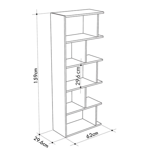 Tapi Modern Bookcase Display Unit White Tall 159cm
